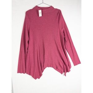 NWT Tla Anthropologie Sweater Womens M Red Waffle Knit Pullover Asymmetrical Boh